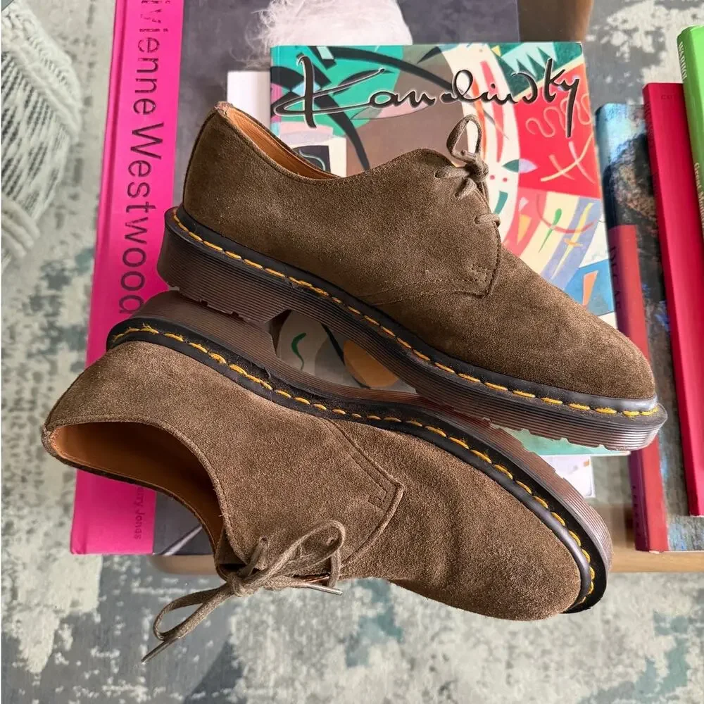 Dr. Martens 1461 Made in England C F Stead Olive Suede Oxfords